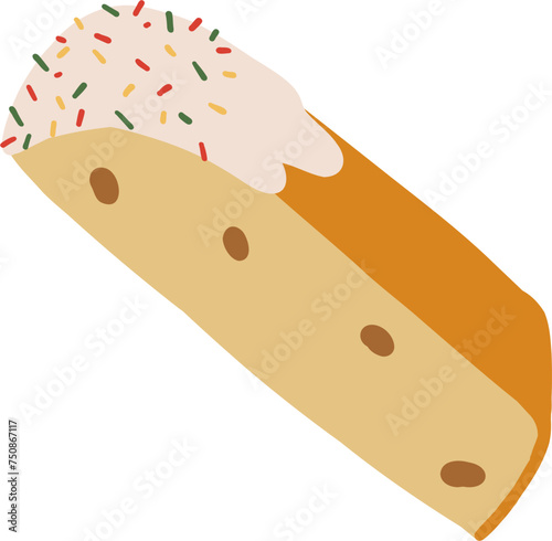 Easter bread. Ukrainian food. Hand drawn vector flat illustration.