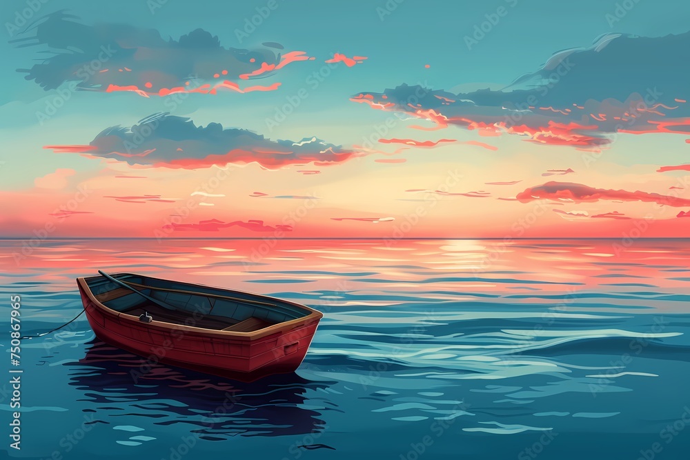 Sea Boat and Hope Fiction Background Concept Art