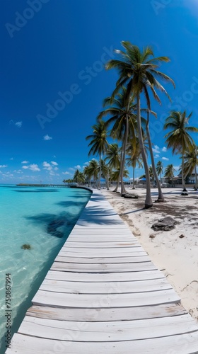A pristine remote island with white sandy beaches. Sea Beach Landscape © CREATIVE STOCK