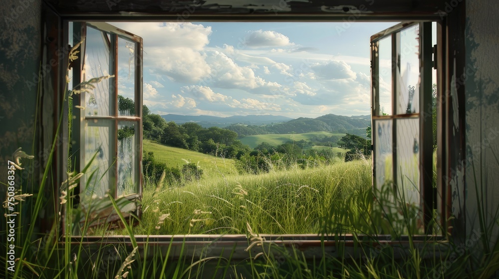 Fototapeta premium Mountains Beyond the Window