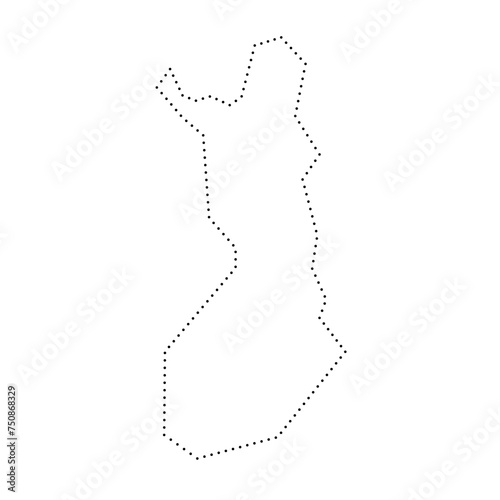 Finland country simplified map. Black dotted outline contour. Simple vector icon.