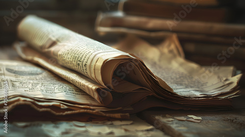 Rustic and Refined: Retro Vintage Newspaper Grunge Paper Textured Backdrop Embodying the Aged Charm of Yesteryears