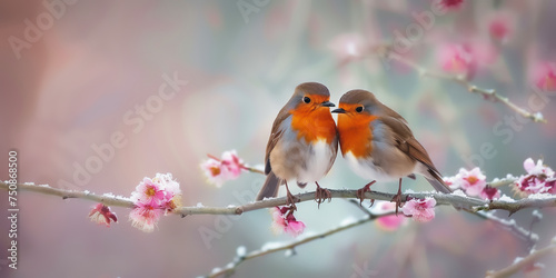 2 robins sitting next to each other on a branch © Jonas Weinitschke