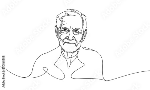 Vector image of an elderly man drawn with a single line.