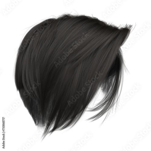 3d render short black pixie hair isolated photo