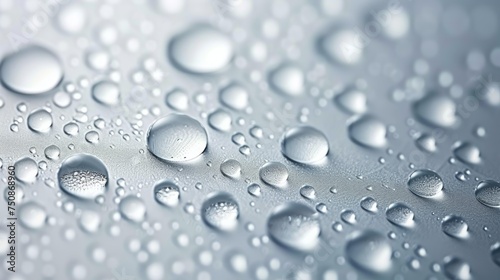 Raindrops background, featuring a close-up view of glistening water droplets on a surface.