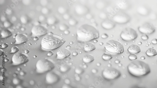 Raindrops background  featuring a close-up view of glistening water droplets on a surface.