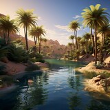 Beautiful oasis in the sandy desert