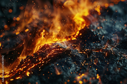 Abstract background of burning coals