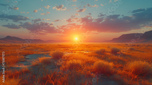 Beautiful desert sunrise view near Tabuk  Saudi Arabia.