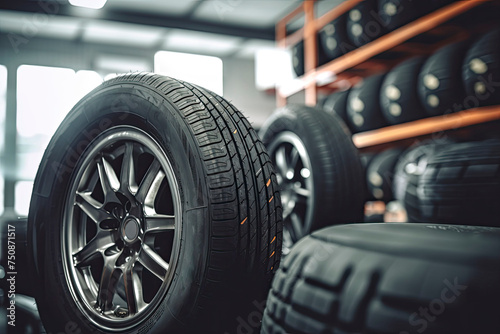 tire and rim store. tire change, workshop, store, shop. © PintoArt