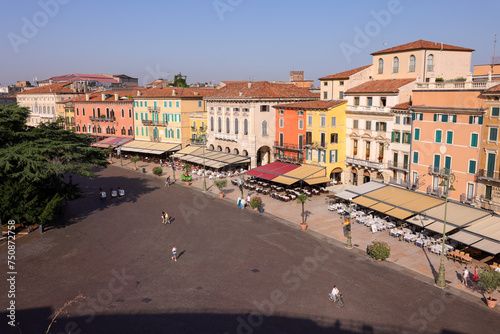 high angle view of Piazza Bra in Verona photo