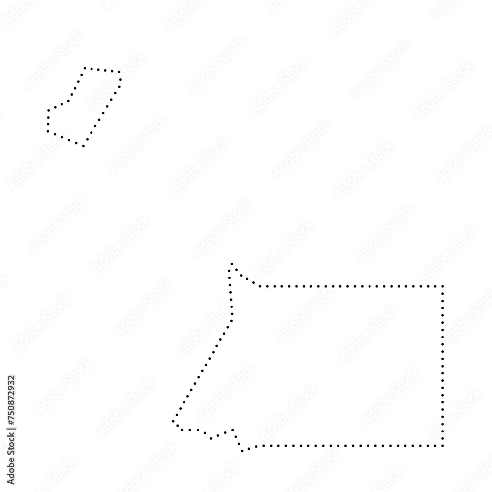 Equatorial Guinea country simplified map. Black dotted outline contour. Simple vector icon.