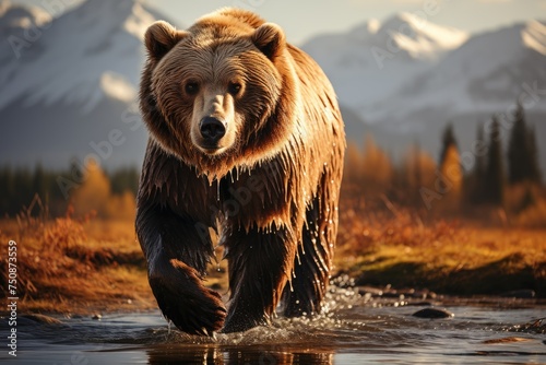 Majestic Kodiak Bear Exploring his habitat., generative IA © JONATAS