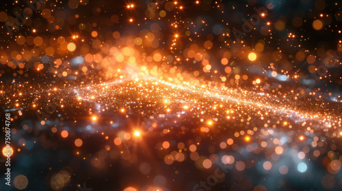 Shiny golden energy particles in nanoworld photo