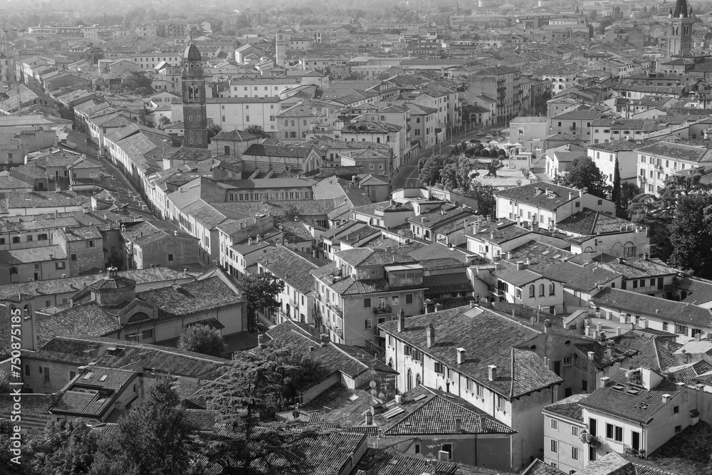 black and white aerial picture of Verona downtown black and white aerial picture of Verona downtown