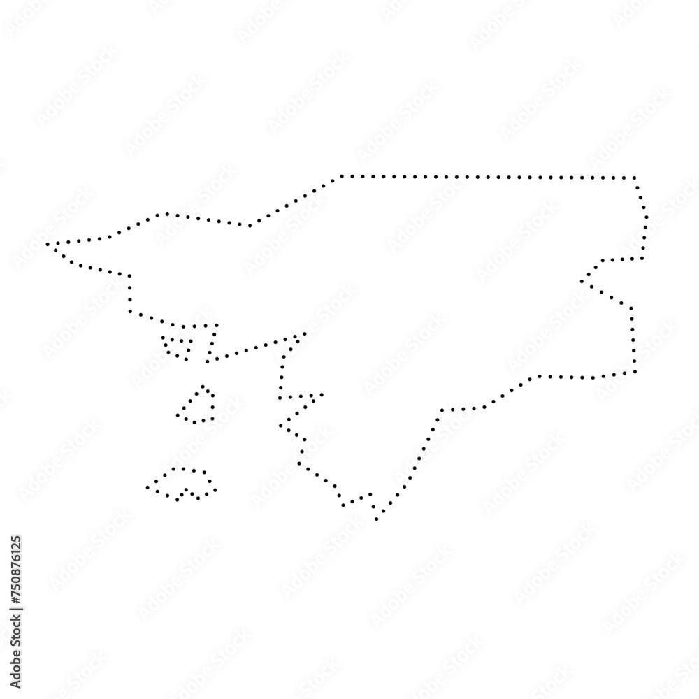 Guinea-Bissau country simplified map. Black dotted outline contour. Simple vector icon. - obrazy, fototapety, plakaty 
