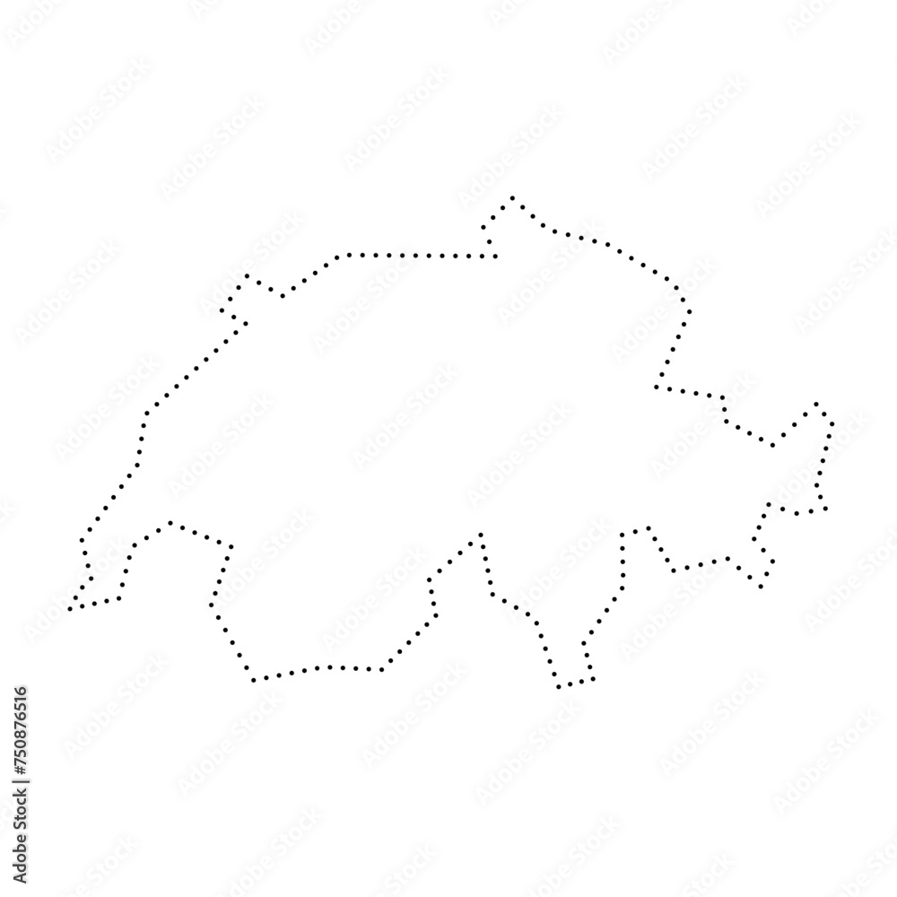 Switzerland country simplified map. Black dotted outline contour. Simple vector icon. Switzerland country simplified map. Black dotted outline contour. Simple vector icon.