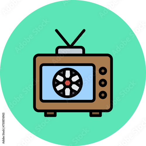Television Line Filled Circle Icon