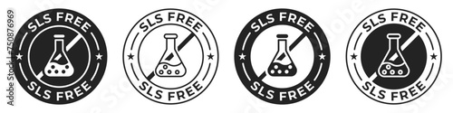 SLS and SLES free label. Paraffin, sulfate, silicone, phosphate and paraben free illustration for product packaging logo, sign, symbol, badge or emblem isolated. photo