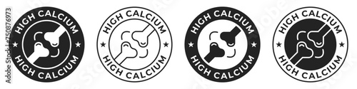 High calcium label. Rich source of daily calcium illustration for product packaging icon, logo, sign, symbol or emblem isolated.
