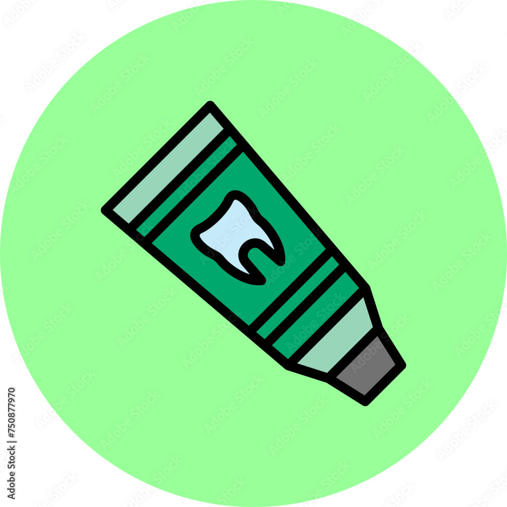 Toothpaste Line Filled Circle Icon Toothpaste Line Filled Circle Icon