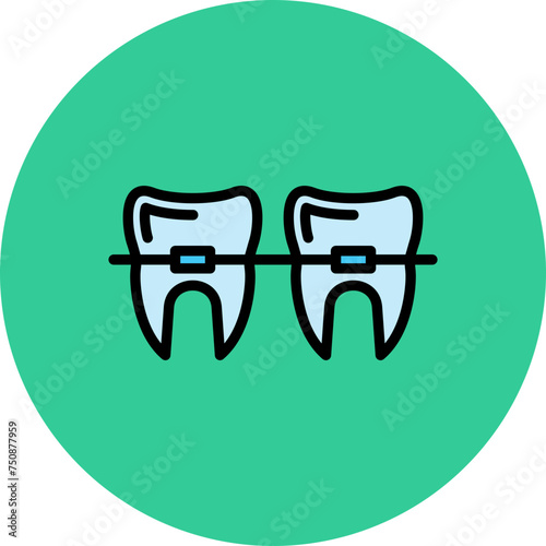 Braces Line Filled Circle Icon
