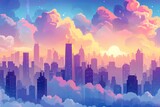 City on Cloudscartoon background