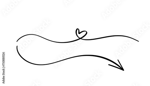 Hand drawn arrow and heart symbol perfectly wavy style, 2 different items, editable vector format. (Extended License) Recommended for unlimited usage.