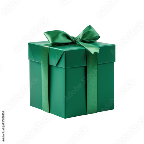 Green gift box Isolated on transparent background