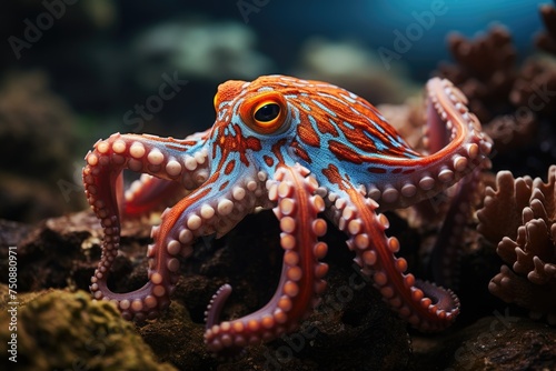 Graceful octopus in coral reefs., generative IA © JONATAS