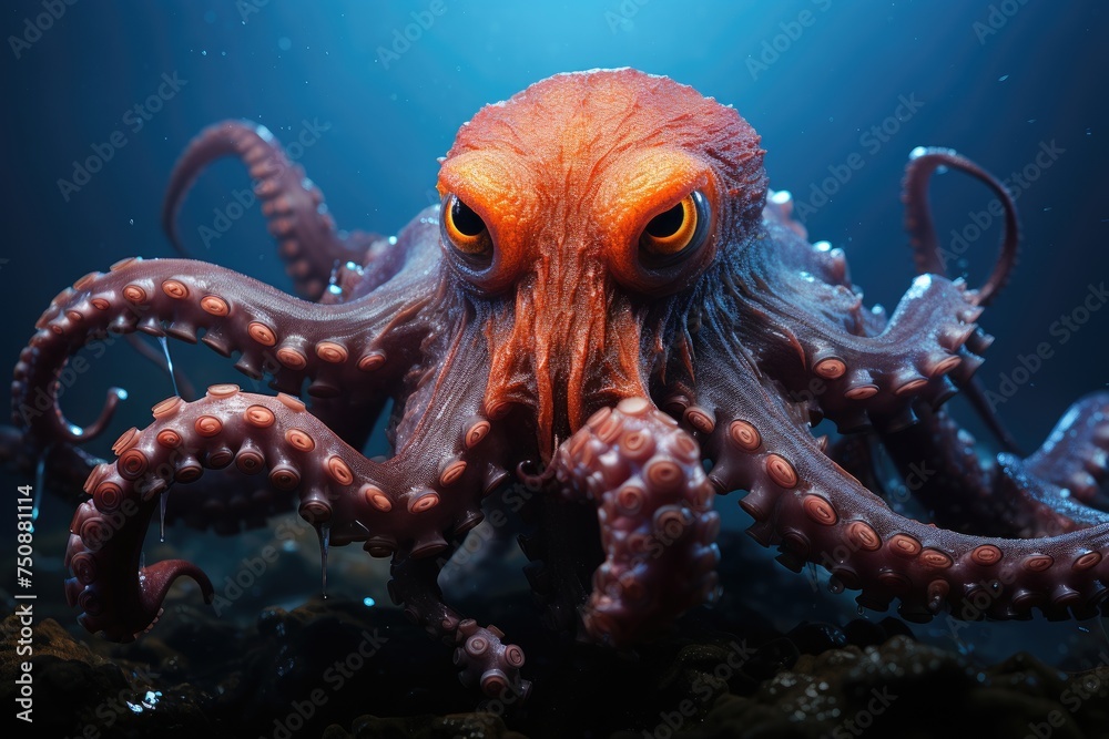 Night octopus emerging from the ocean depths., generative IA