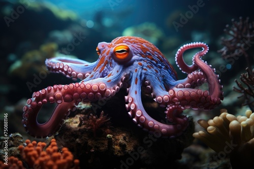 Marine octopus in color and shape show., generative IA