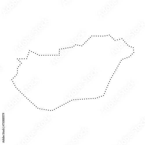 Hungary country simplified map. Black dotted outline contour. Simple vector icon.