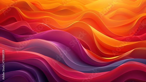 Abstract 3D Waves Background in Orange, Purple, and Red