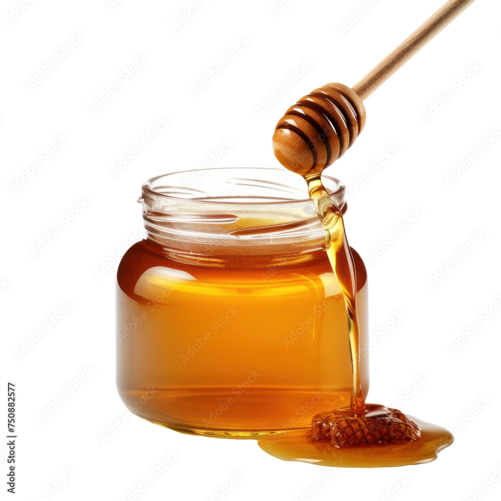 Honey in jar Isolated on transparent background Honey in jar Isolated on transparent background
