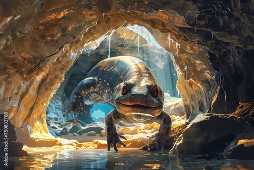 Giant Salamander in Cave