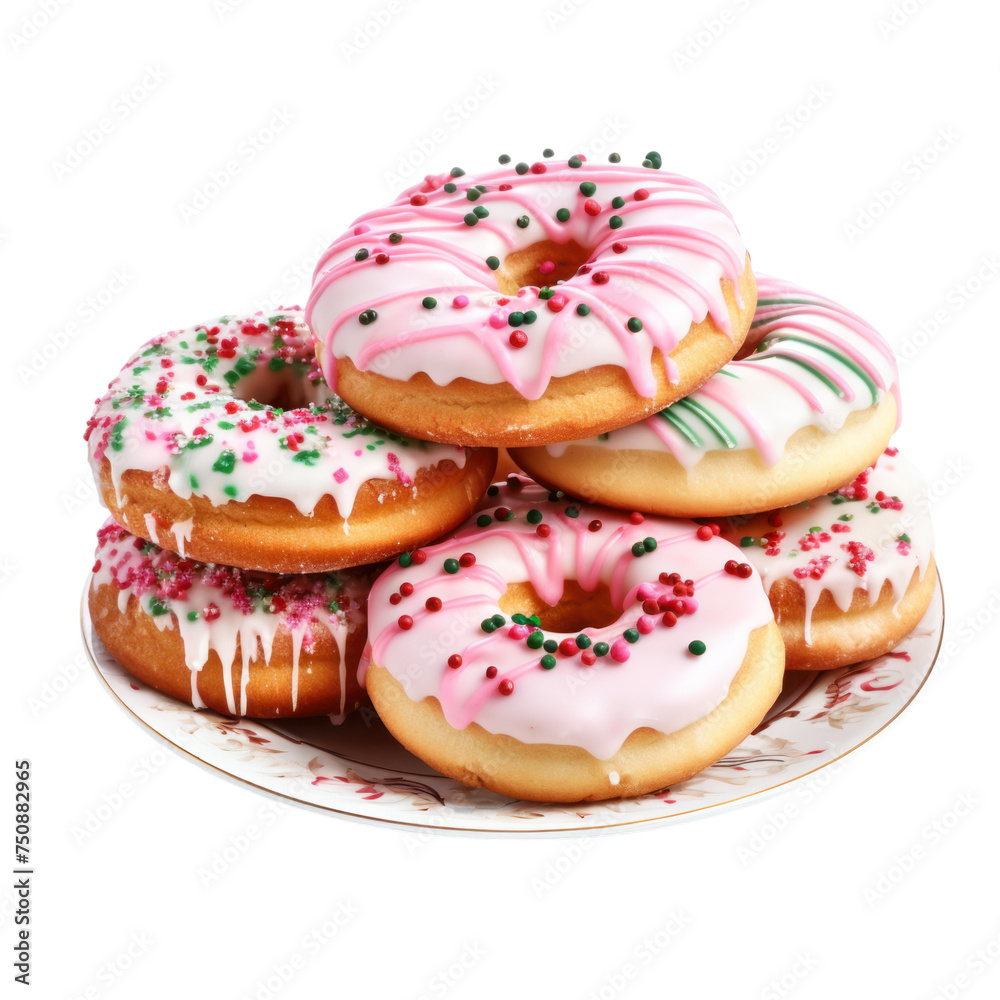 Iced donut Isolated on transparent background