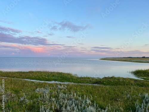 sunset over the river