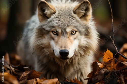 Young wolf learning to hunt with the elders in the forest., generative IA
