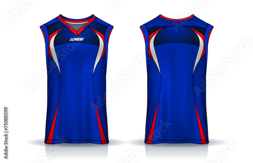 Basketball tank top design template, Sport jersey mockup. uniform front , side and back view.	