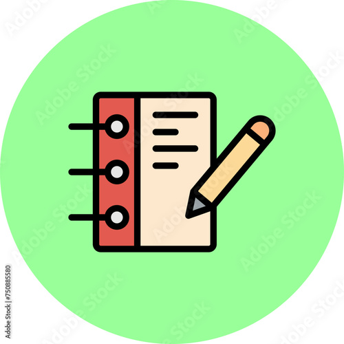 Writing Line Filled Circle Icon