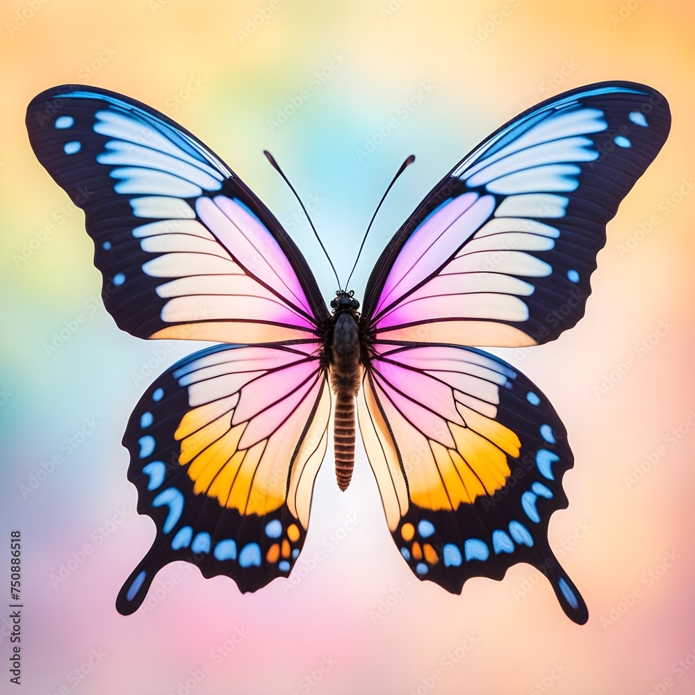 Translucent Butterfly on Soft Pastel Background