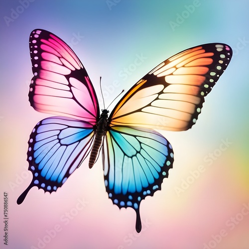 Translucent Butterfly on Soft Pastel Background