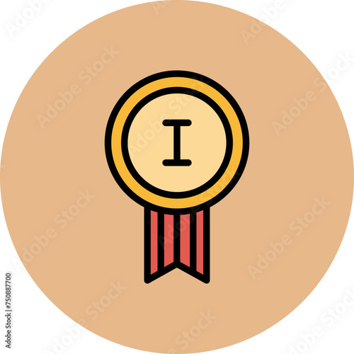 Badge Line Filled Circle Icon