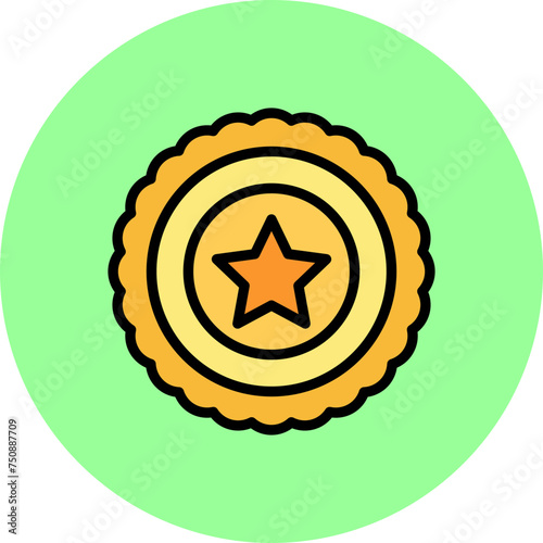 Badge Line Filled Circle Icon