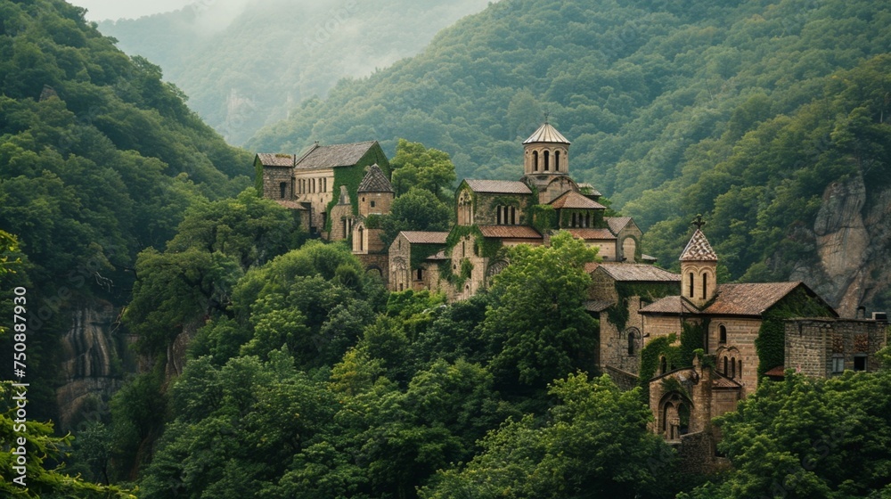 Behold the mystical aura surrounding the monastery of Haghartsin, nestled amidst lush forested hills