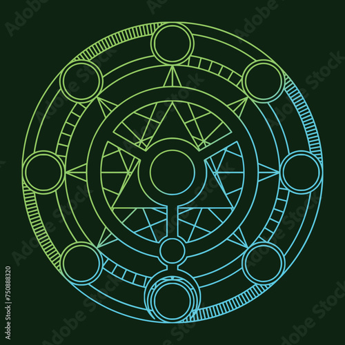 Alchemical circle for transformation. Secret magic circle for charms