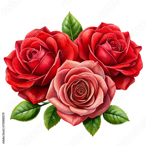 red roses isolated on transparent background	