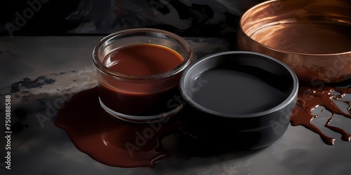 Soft gradients of molten copper blend seamlessly with the velvety depths of molasses, creating a serene and peaceful liquid tableau.